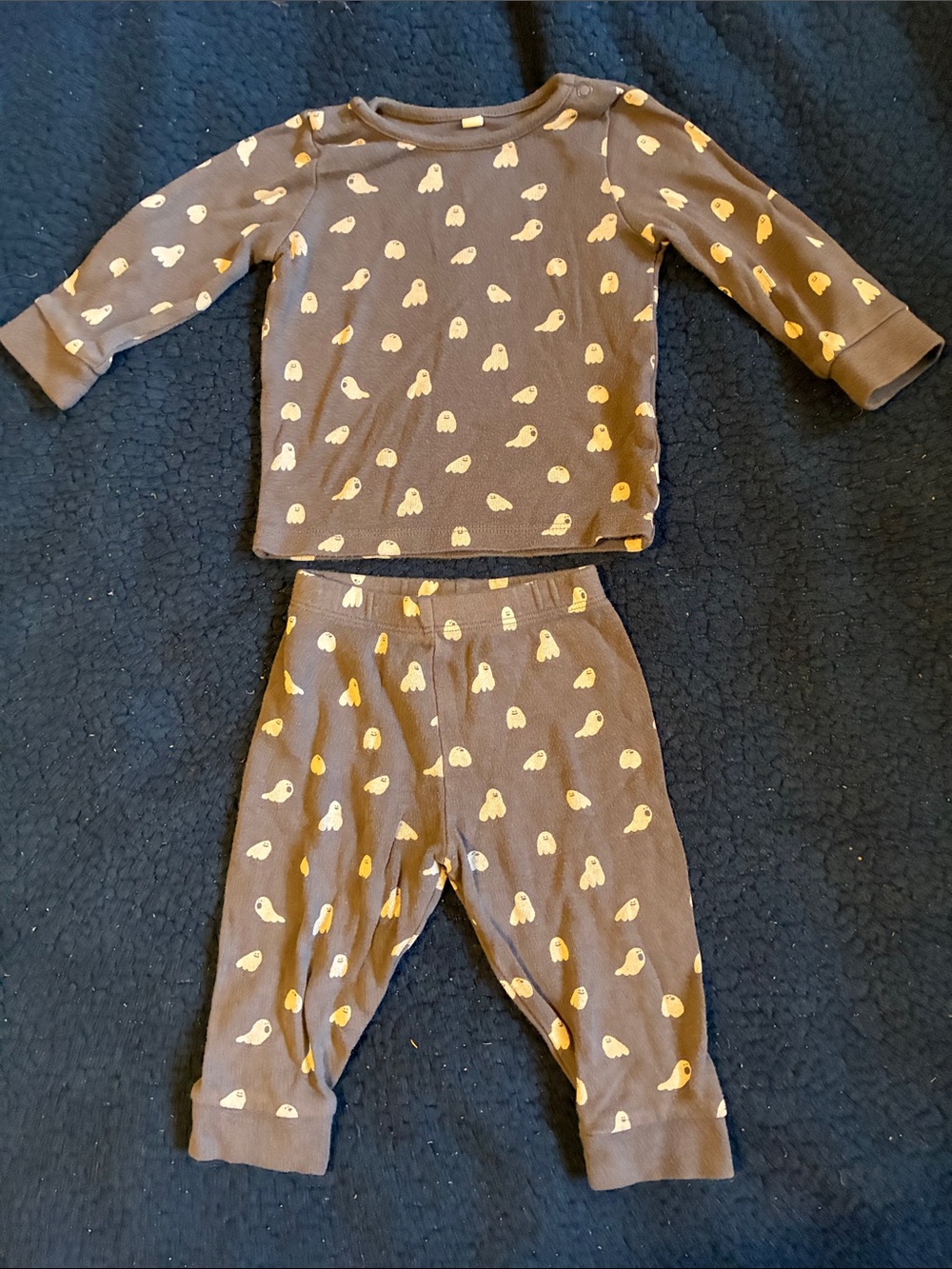 Mori grayish Ghost-Print Kids Pajama Set
